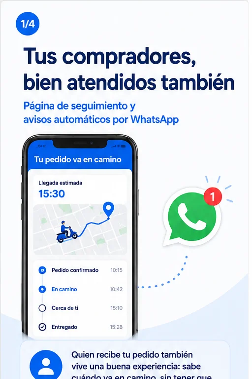 Tus compradores bien atendidos: página de seguimiento y avisos por WhatsApp