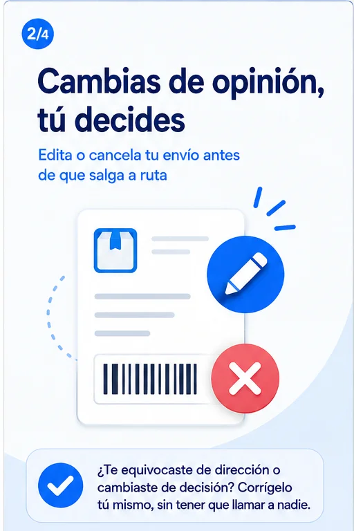Edita o cancela tu envío antes de que salga a ruta