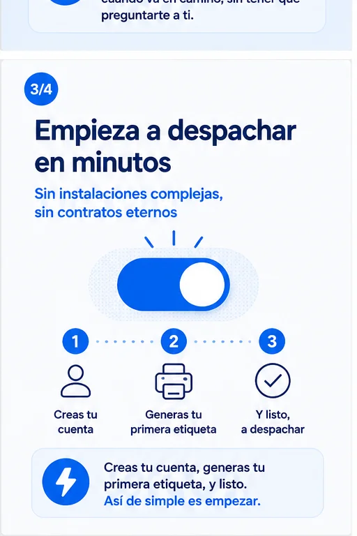Empieza a despachar en minutos, sin instalaciones complejas