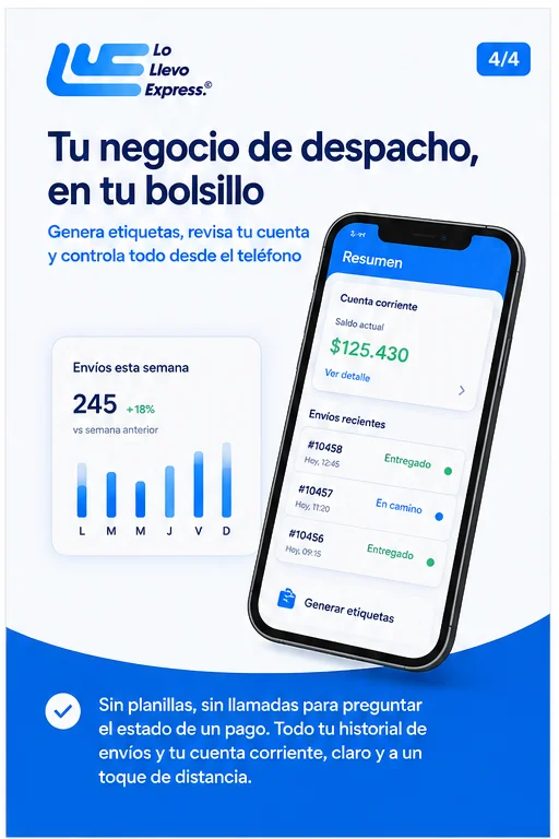 Tu negocio de despacho en tu bolsillo: etiquetas, cuenta corriente e historial